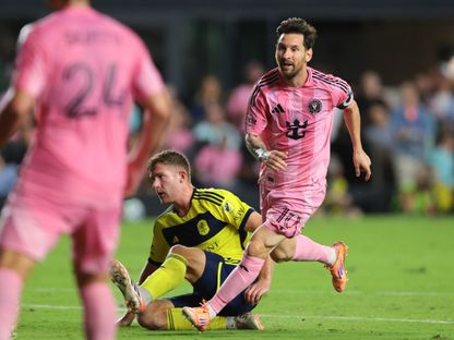 ليونيل ميسي قائد إنتر ميامي يحتفل بالتسجيل ضد ناشفيل - 8 نوفمبر 2025 - IMAGN IMAGES via Reuters Connect