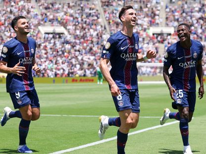 فابيان رويز لاعب باريس سان جيرمان يحتفل بهدفه أمام أتلتيكو مدريد في كأس العالم للأندية - 15 يونيو 2025 - X/PSG_inside
