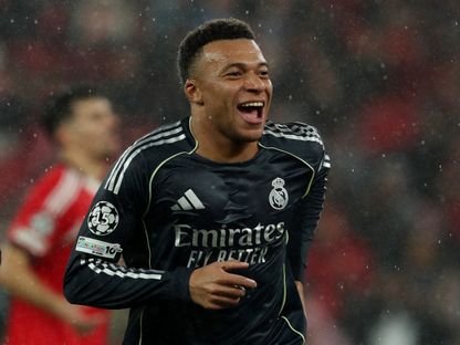 هداف ريال مدريد كيليان مبابي يحتفل بهدفه في مرمى بنفيكا في مرحلة الدوري بدوري أبطال أوروبا - 29 يناير 2026 - Reuters