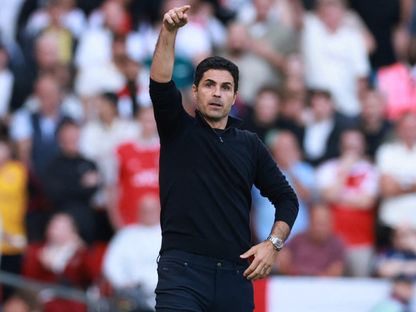 مايكل أرتيتا من مباراة أرسنال وليفربول بالدوري الإنجليزي الممتاز - 31 أغسطس 2025 - Reuters