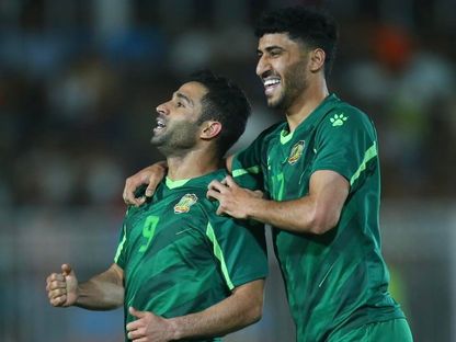 احتفال لاعبي الشرطة بتسجيل هدف في مرمى ديالى بالدوري العراقي - 15 مايو 2026 - X/@Iraqi alshorta Club