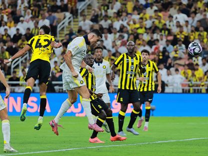 كريستيانو رونالدو نجم النصر يسجل هدفاً أمام الاتحاد بالدوري السعودي - 26 سبتمبر 2025 - Reuters