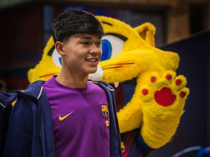 درو فيرنانديز اللاعب الشاب لنادي برشلونة قبل مباراة أولمبياكوس في دوري أبطال أوروبا - 21 أكتوبر 2025 - X/@FCBarcelona