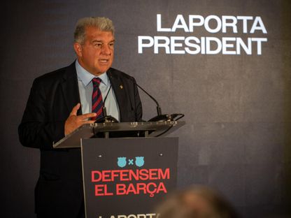 جوان لابورتا خلال إطلاق حملته في انتخابات رئاسة برشلونة - 17 فبراير 2026 - X/@JoanLaportaFCB