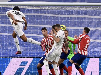 ألفارو رودريغيز يسجل هدف تعادل ريال مدريد أمام أتلتيكو مدريد في الليغا 2023 - Reuters