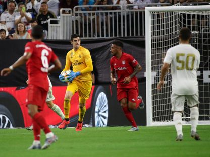 تيبو كورتوا حارس ريال مدريد خلال مواجهة بايرن ميونيخ بمباراة ودية - 20 يوليو 2019 - Reuters