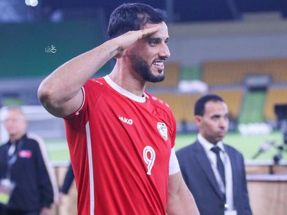 عمر السومة مهاجم منتخب سوريا بعد الفوز على كوريا الشمالية - 16 نوفمبر 2023 - x.com/WorldOs9