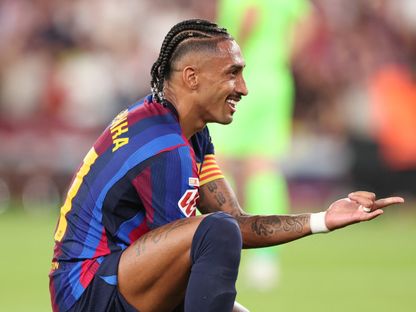 رافينيا يحتفل بهدفه خلال لقاء برشلونة وأتلتيك بلباو بالدوري الإسباني - 27 أغسطس 2026 - Reuters
