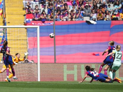 إيرين كوثبيرت لدى تسجيلها هدف الفوز لتشيلسي في مرمى برشلونة بذهاب نصف نهائي دوري أبطال أوروبا للسيدات - 20 أبريل 2024 - AFP