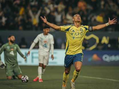 كريستيانو رونالدو يحتفل بتسجيله هدفاً للنصر في مرمى الفتح بالدوري السعودي - 26 يناير 2026 - X/@AlNassrFC