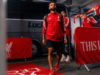 محمد صلاح يصل ملعب أنفيلد لخوض لقاء ليفربول وبورنموث في بداية موسم الدوري الإنجليزي - 15 أغسطس 2025 - X@LFC