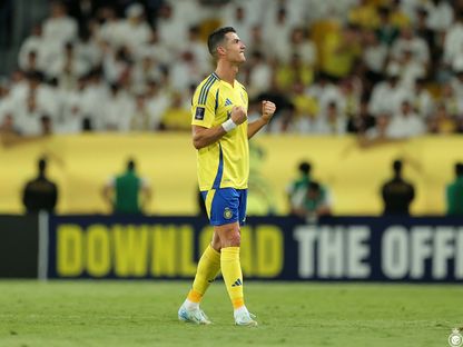 النجم البرتغالي كريستيانو رونالدو قائد النصر السعودي يحتفل بهدفه في شباك الريان القطري - 30 سبتمبر 2024 - X/AlNassrFC