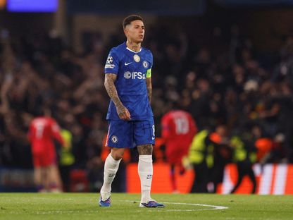 إنزو فرنانديز محبطاً بعد هدف لباريس سان جيرمان في مرمى تشيلسي بدوري أبطال أوروبا - 17 مارس 2026 - Action Images via Reuters