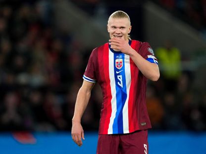 إيرلينغ هالاند يحتفل بأحد أهدافه مع النرويج في تصفيات كأس العالم - 11 أكتوبر 2025 - Reuters