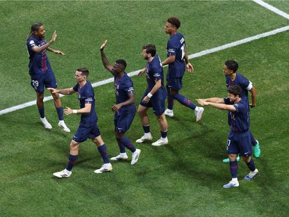 احتفال لاعبي باريس سان جيرمان بتسجيل هدف في مرمى إنتر ميامي الأميركي بكأس العالم للأندية - 29 يونيو 2025 - Reuters