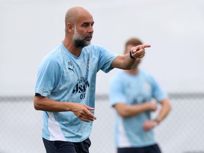بيب غوارديولا مدرب مانشستر سيتي في التدريب الأخير قبل مواجهة الهلال السعودي بكأس العالم للأندية - 29 يونيو 2025 - Reuters