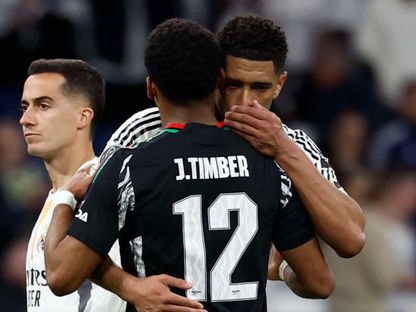 جود بيلينغهام بعد مباراة ريال مدريد وأرسنال في إياب ربع نهائي دوري أبطال أوروبا 16-4-2025 - Reuters