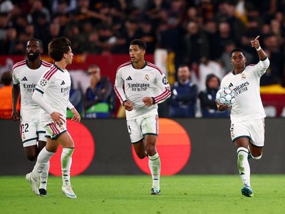 إندريك يحتفل بهدفه في مباراة روما وريال مدريد بدوري أبطال أوروبا - 14 أكتوبر 2026 - Reuters