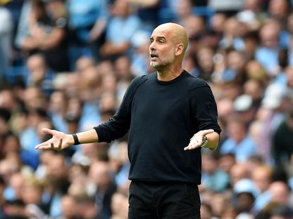 بيب غوارديولا مدرب مانشستر سيتي خلال مواجهة توتنهام في الدوري الإنجليزي الممتاز - 23 أغسطس 2025 - Reuters