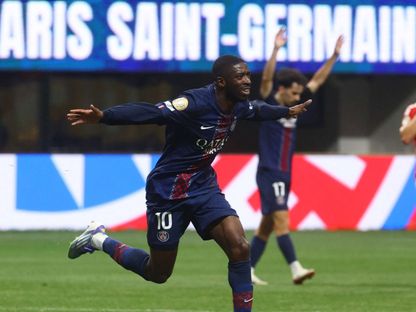 احتفال عثمان ديمبيلي بهدف سان جيرمان الثاني أمام بايرن ميونيخ في كأس العالم للأندية 2025 - Reuters