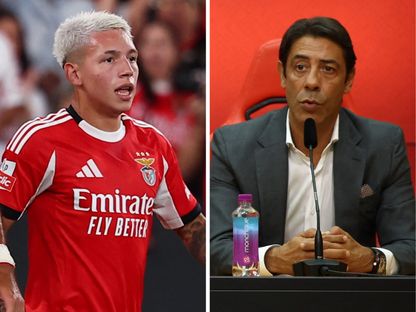 رئيس نادي بنفيكا روي كوستا ولاعب الفريق جيانلوكا بريستياني في صورة مُركبة - الشرق