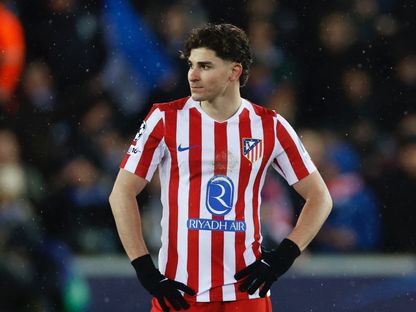 لاعب أتلتيكو مدريد خوليان ألفاريز خلال مباراة كلوب بروج في دوري أبطال أوروبا -  - 18 فبراير 2026 - Reuters