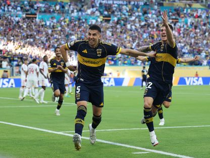 رودريغو باتاغليا يحتفل بهدفه لبوكا جونيورز في مرمى بنفيكا بكأس العالم للأندية - 16 يونيو 2025 - Reuters
