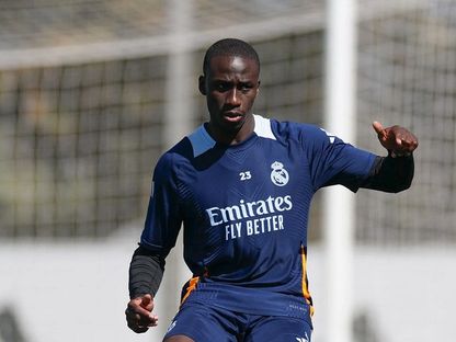 فيرلان ميندي خلال تدريب لريال مدريد - 25 أبريل 2025 - realmadrid.com