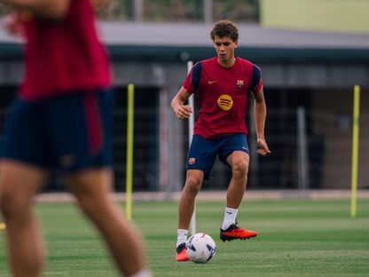 حمزة عبد الكريم خلال تدريب لبرشلونة - 28 أغسطس 2026 - fcbarcelona.es