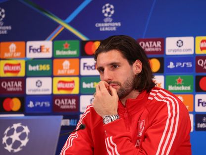 دومينيك سوبوسلاي خلال مؤتمر صحفي قبل مباراة ليفربول وباريس سان جيرمان بدوري أبطال أوروبا - 13 أبريل 2026 - Reuters