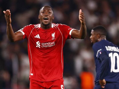 إبراهيما كوناتي مدافع ليفربول في مباراة باريس سان جيرمان بذهاب ربع نهائي دوري أبطال أوروبا - 9 أبريل 2026 - Reuters