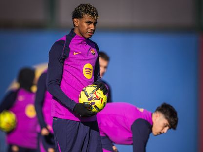 لامين يامال من تدريبات برشلونة قبل مباراة أتلتيكو مدريد - 1 ديسمبر 2025 - X/FCBarcelona_es