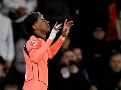 فرحة نجم برشلونة لامين يامال بهدفه في مرمى إلتشي في الدوري الإسباني - 1 فبراير 2026 - Reuters