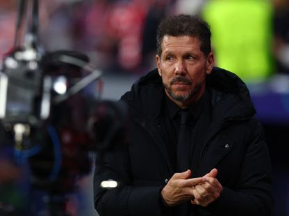 دييغو سيميوني خلال مباراة أتلتيكو مدريد وبرشلونة بدوري أبطال أوروبا - 14 أبريل 2026 - Reuters