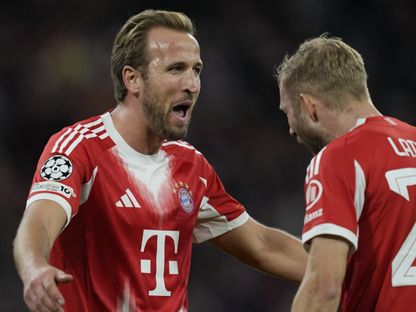 هاري كين مهاجم بايرن ميونيخ يحتفل بهدفه في مرمى كلوب بروج في دوري أبطال أوروبا - 22 أكتوبر 2025 - X/@FCBayern