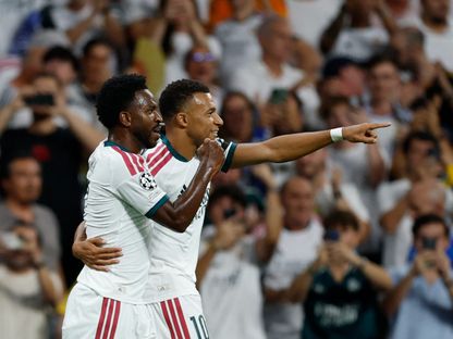 مبابي يحتفل مع فينيسيوس بهدف لريال مدريد ضد إنتر ميلان - 8 سبتمبر 2026 - Reuters