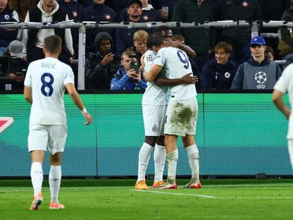 فرانشيسكو بيو إسبوسيتو في مباراة روايال أونيون سان جيلواز وإنتر ميلان بدوري أبطال أوروبا - 21 أكتوبر 2025 - Reuters