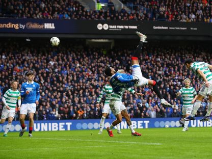 يوسف الشرميطي مهاجم رينجرز يسجل أمام سيلتيك - 1 مارس 2026 - X/@RangersFC