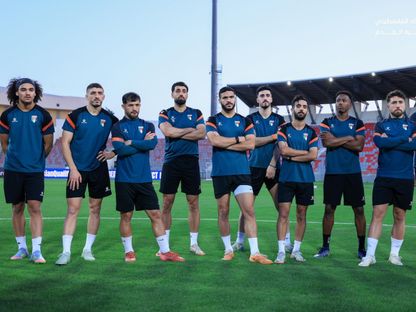 لاعبو منتخب فلسطين عشية مواجهة عمان في تصفيات كأس العالم 2026 - 9 يونيو 2025 - X/@الاتحاد الفلسطيني لكرة القدم