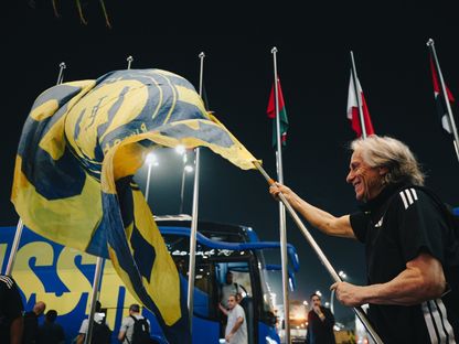 جورجي جيسوس مدرب النصر يحتفل بالفوز على الأخدود بالدوري السعودي - 11 أبريل 2026 - X/@aawsat_spt