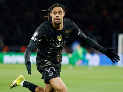 برادلي باركولا مهاجم باريس سان جيرمان يحتفل بهدفه في مرمى تشيلسي في دوري أبطال أوروبا - 11 مارس 2026 - Action Images via Reuters