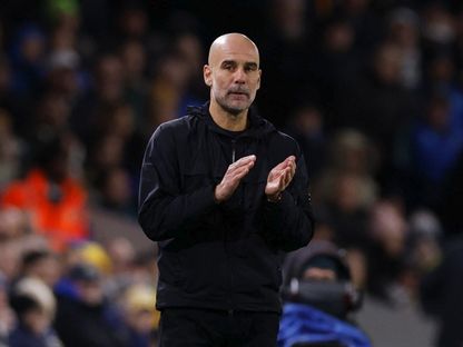 بيب غوارديولا خلال مباراة ليدز يونايتد ومانشستر سيتي بالدوري الإنجليزي الممتاز - 28 فبراير 2026 - Reuters