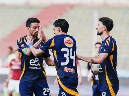 احتفال لاعبي الأهلي بتسجيل هدف في شباك سيراميكا كليوباترا بالدوري المصري الممتاز - 13 مايو 2025 - X/@AlAhly