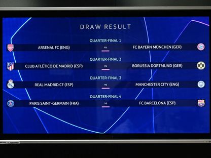 نتيجة قرعة ربع نهائي دوري أبطال أوروبا لكرة القدم - AFP