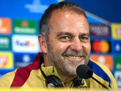 هانزي فليك مدرب برشلونة في مؤتمر صحفي قبل مواجهة إنتر ميلان بإياب نصف نهائي دوري أبطال أوروبا - 6 مايو 2025 - x@diarioas