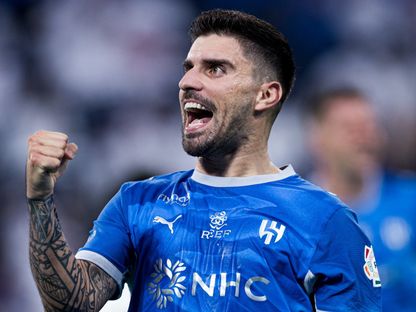 احتفال روبن نيفيز لاعب الهلال بتسجيل هدف في مرمى الفيصلي بالدوري السعودي - 14 أغسطس 2026 - X/@Alhilal_FC