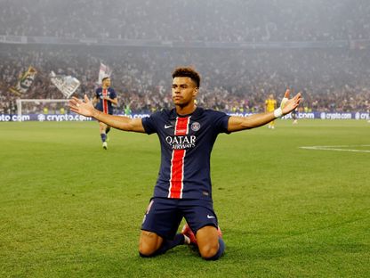 ديزيريه دوي نجم باريس سان حيرمان يحتفل بتسجيل الهدف الثاني في مرمى إنتر ميلان بنهائي دوري أبطال أوروبا - 31 مايو 2025 - Reuters