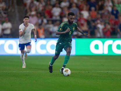 فراس البريكان مهاجم السعودية خلال مباراة ضد الولايات المتحدة في الكأس الذهبية - 20 يونيو 2025 - X/@SaudiNT