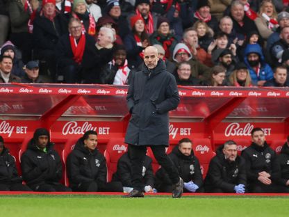 مدرب مانشستر سيتي بيب غوارديولا خلال مباراة ضد نوتنغهام فورست - 27 ديسمبر 2025 - REUTERS