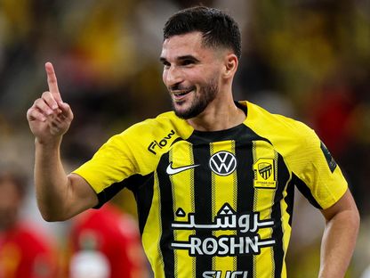 حسام عوار يحتفل بهدفه في نهائي كأس الملك بين ناديه الاتحاد والقادسية - 30 مايو 2025 - X/ittihad